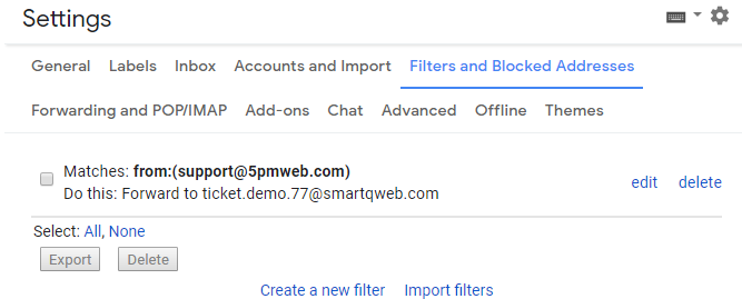 Gmail filters