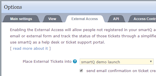 smartQ External Access settings